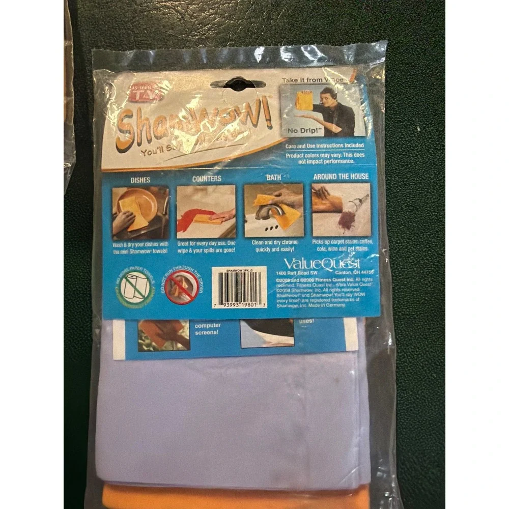 Shamwow!‎ Super Absorbent Towels Lot of 3 Sets Mini 15x15 Orange Blue Germany